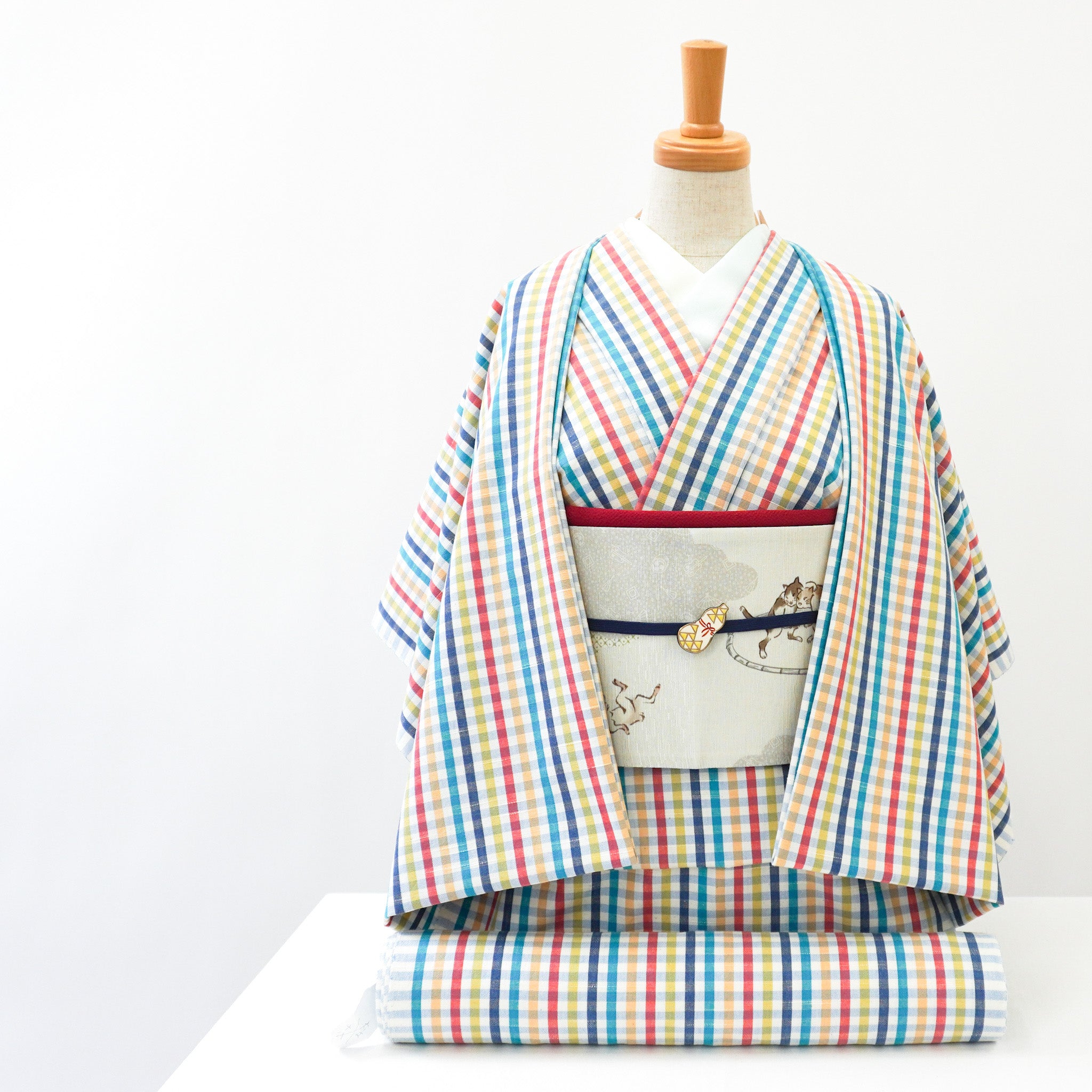 半巾帯 ツナ取り(薄グレー)|相撲|うさぎ|かえる|正絹リバーシブル|浴衣|夏着物|帯|長さ約425cm幅約16.5cm|素材:絹100%|生産:日本