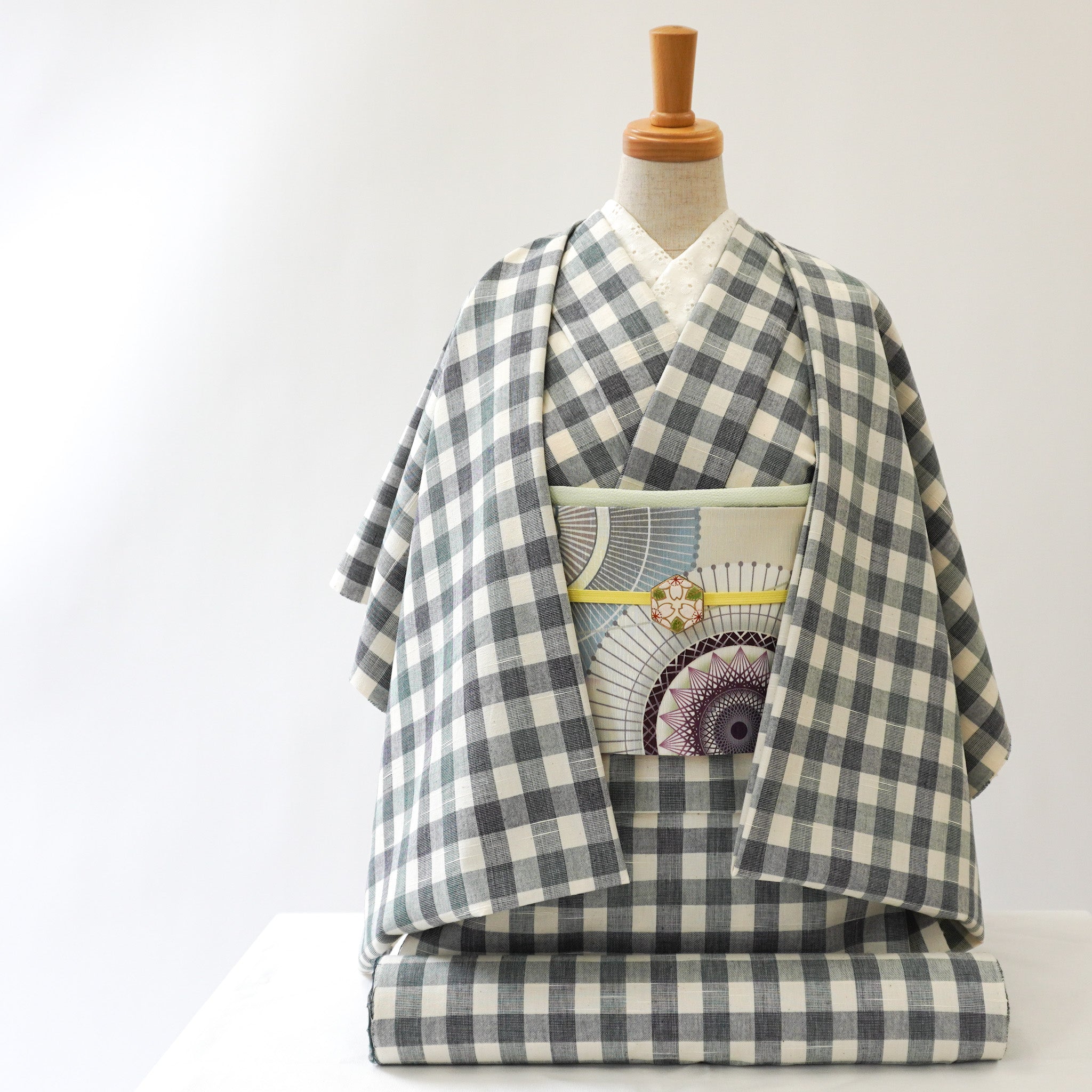 半巾帯 花舞妓(オフホワイト)|番傘|桜|正絹リバーシブル|浴衣|夏着物|帯|長さ約425cm幅約16.5cm|素材:絹100%|生産:日本