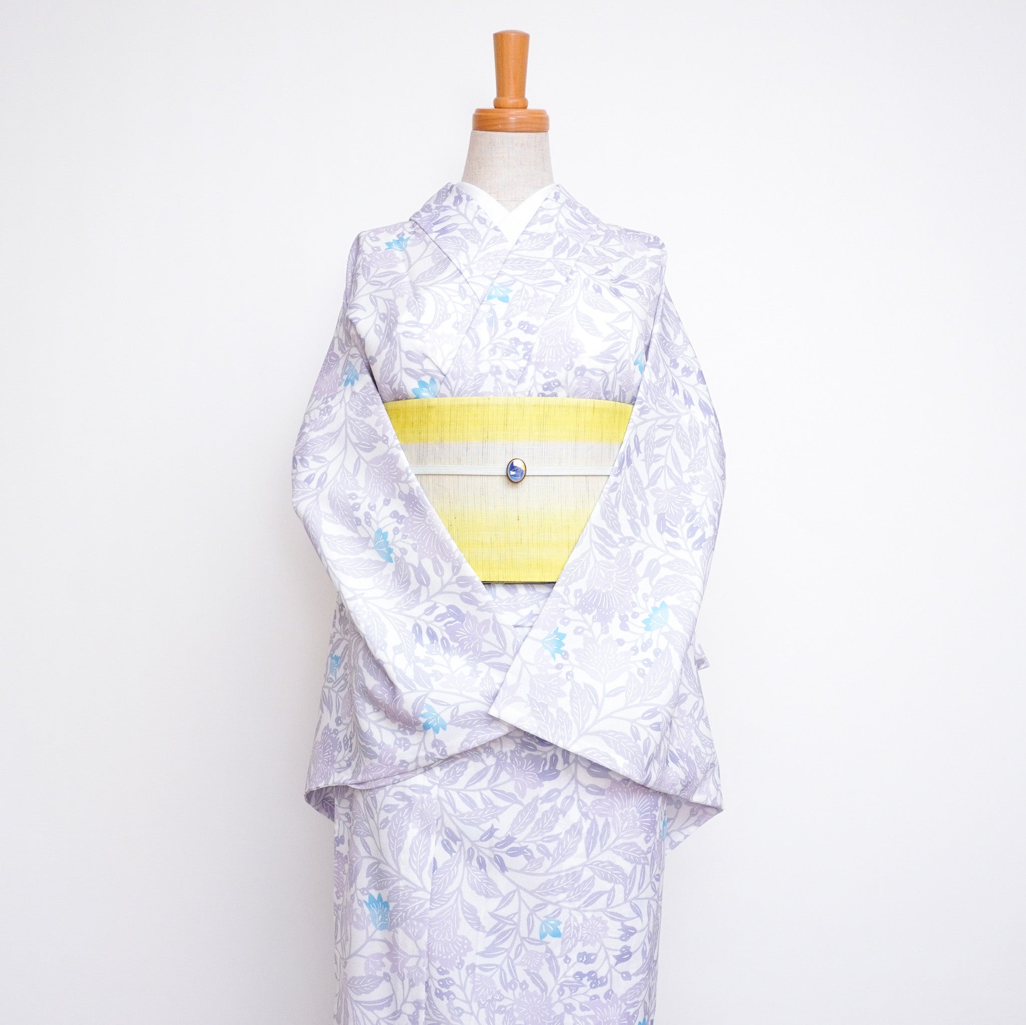 プレタ夏着物 花サラサ(ピンクグレー)|単衣|バチ衿|生地:日本|吸汗速乾|素材:ポリエステル100% (東レ セオα)|手洗い 洗濯機可