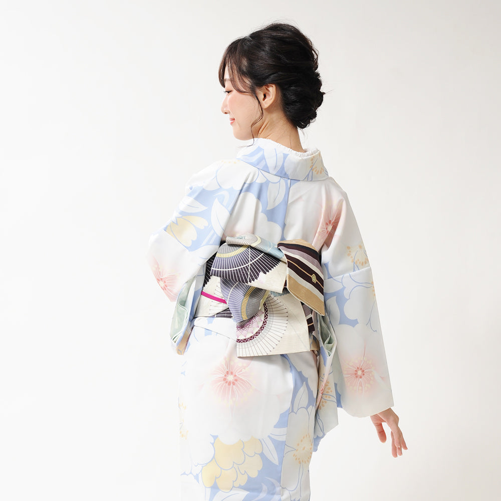 半巾帯 花舞妓(オフホワイト)|番傘|桜|正絹リバーシブル|浴衣|夏着物|帯|長さ約425cm幅約16.5cm|素材:絹100%|生産:日本