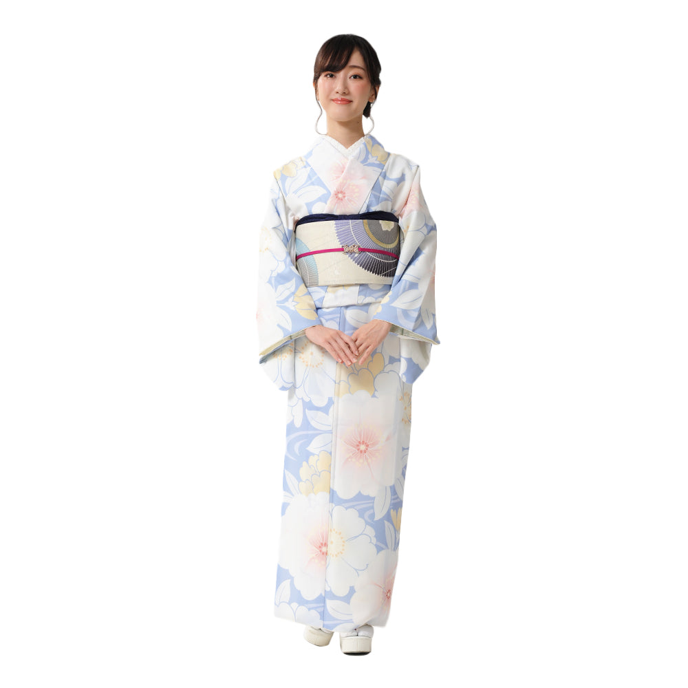 半巾帯 花舞妓(オフホワイト)|番傘|桜|正絹リバーシブル|浴衣|夏着物|帯|長さ約425cm幅約16.5cm|素材:絹100%|生産:日本