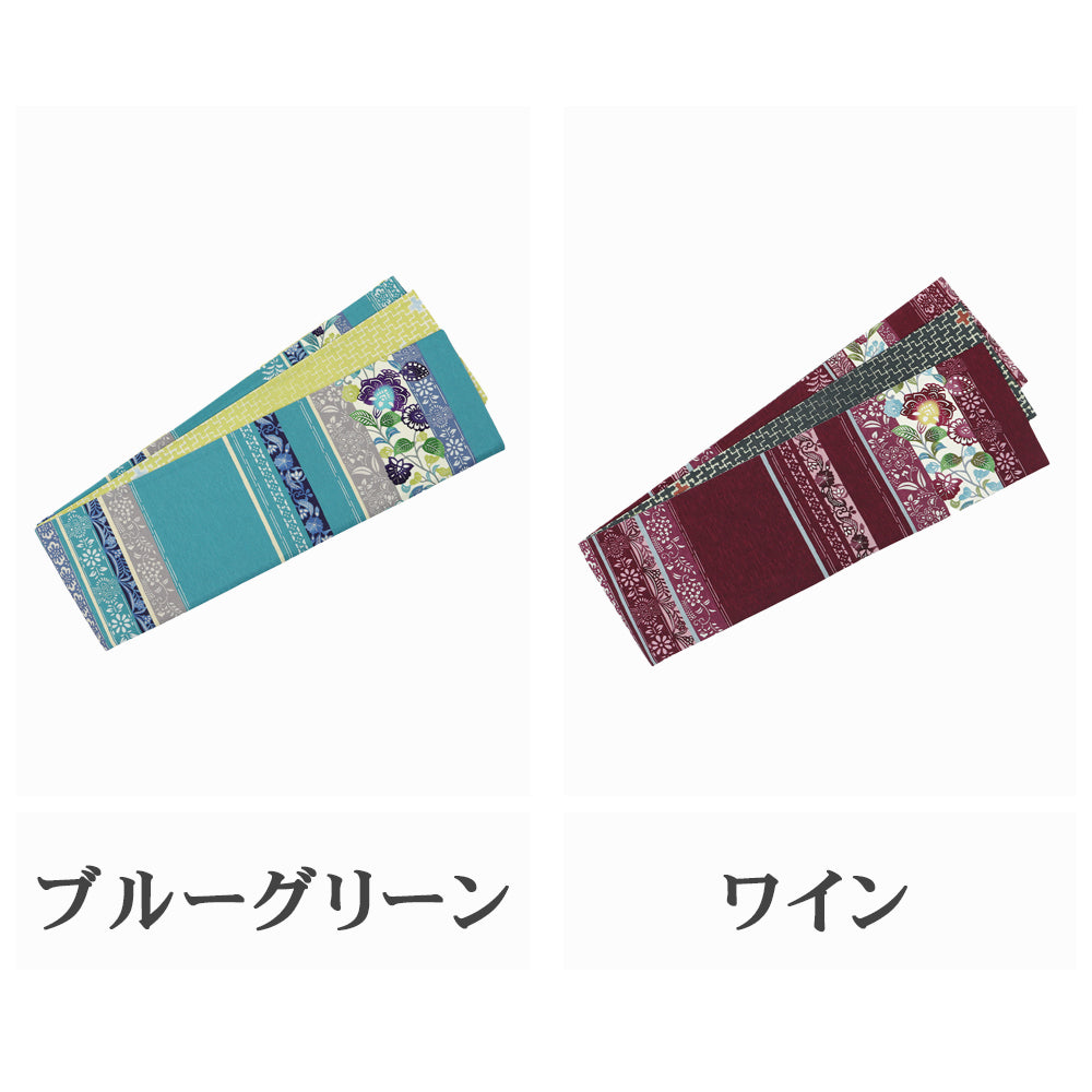 半巾帯 オリエンタルアロマ|更紗の花|正絹リバーシブル|浴衣|夏着物|帯|長さ約425cm幅約16.5cm|素材:絹100%|生産:日本