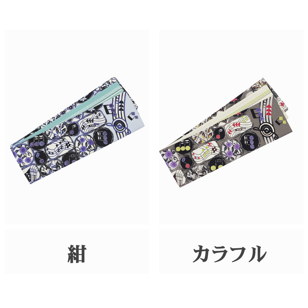 半巾帯 WAになって踊ろう|音符|唐草|正絹リバーシブル|浴衣|夏着物|帯|長さ約425cm幅約16.5cm|素材:絹100%|生産:日本