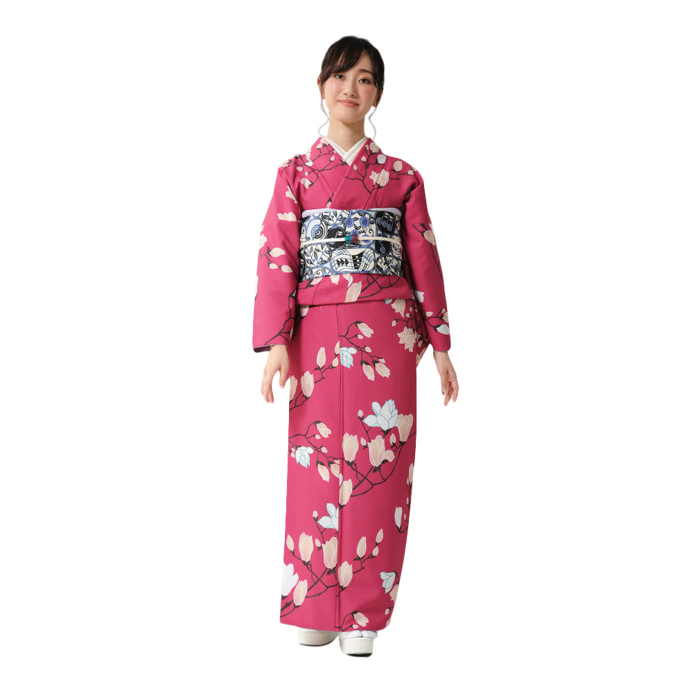 半巾帯 WAになって踊ろう(紺)|音符|唐草|正絹リバーシブル|浴衣|夏着物|帯|長さ約425cm幅約16.5cm|素材:絹100%|生産:日本