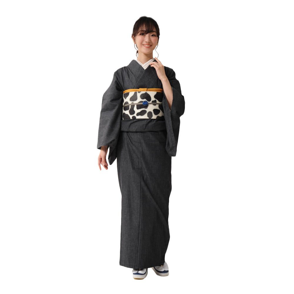 半巾帯 ごはん まだぁ?(ポチ)|猫|犬|正絹リバーシブル|浴衣|夏着物|帯|長さ約425cm幅約16.5cm|素材:絹100%|生産:日本