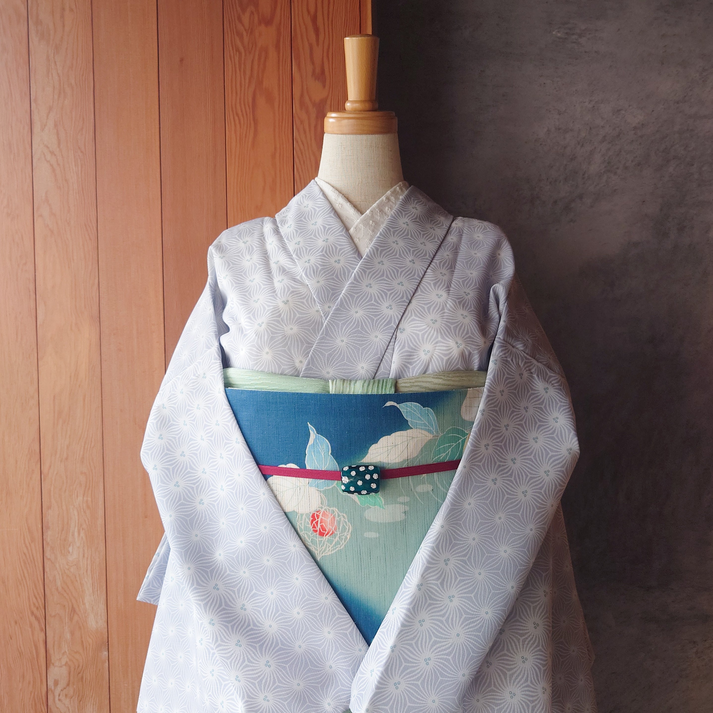 new!プレタ夏着物  麻の葉ドット
