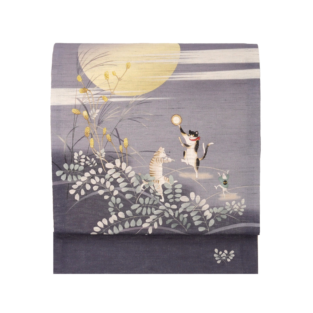 new!麻京袋帯 月夜猫