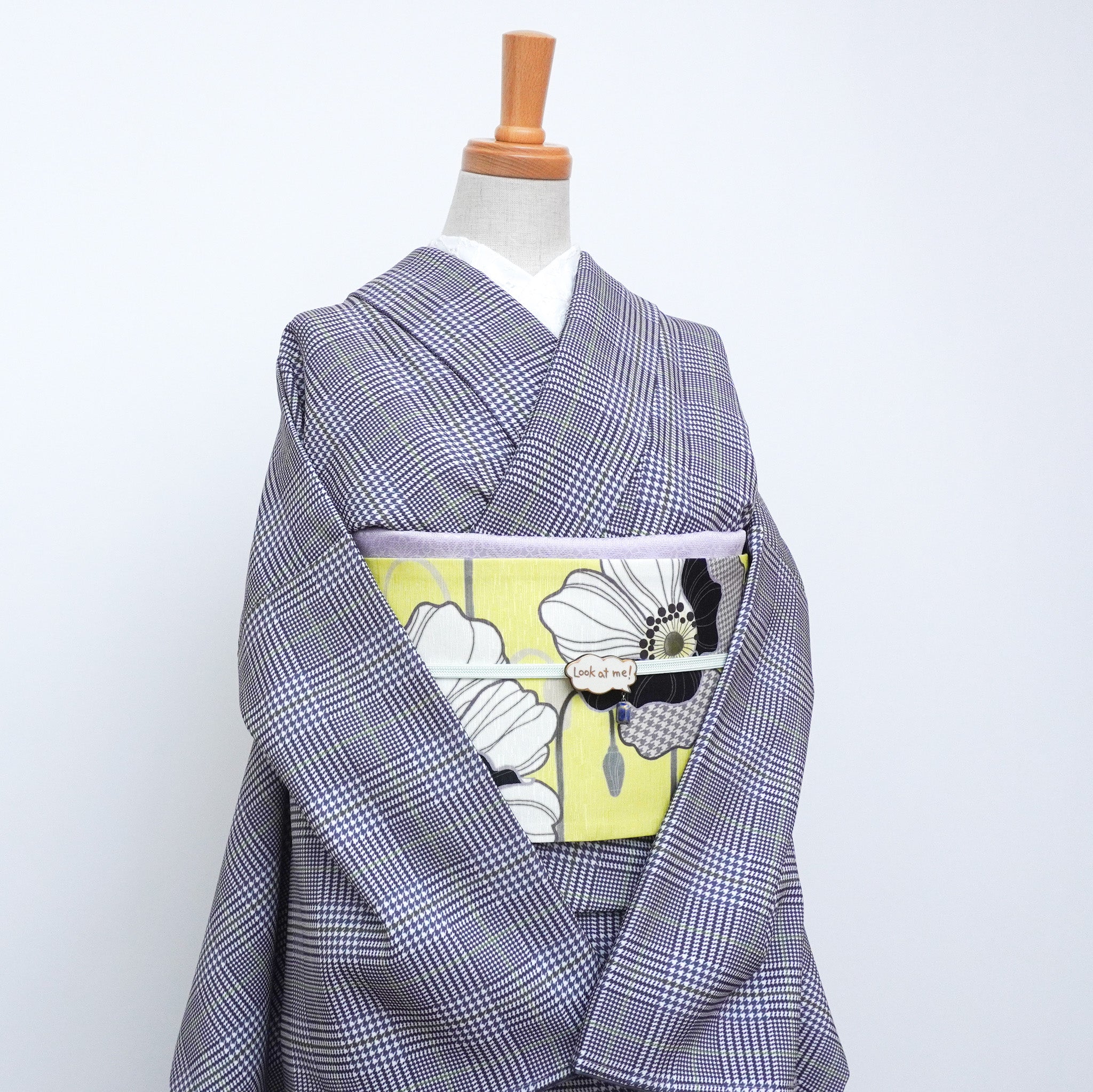 半巾帯 アネモネ（イエロー）｜正絹リバーシブル｜浴衣｜夏着物｜帯｜長さ約425cm幅約16.5cm｜素材：絹100%｜生産：日本