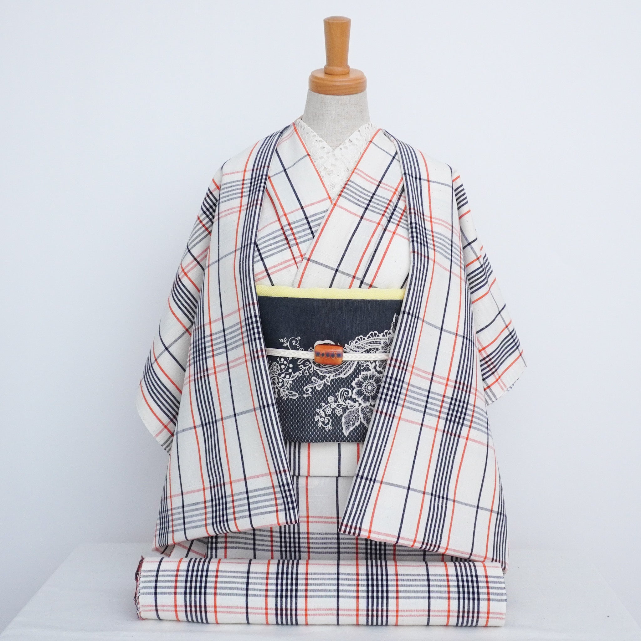 半巾帯 狼のクローゼット|ニット柄|正絹リバーシブル|浴衣 半巾帯 狼のクローゼット|ニット柄|正絹リバーシブル|浴衣