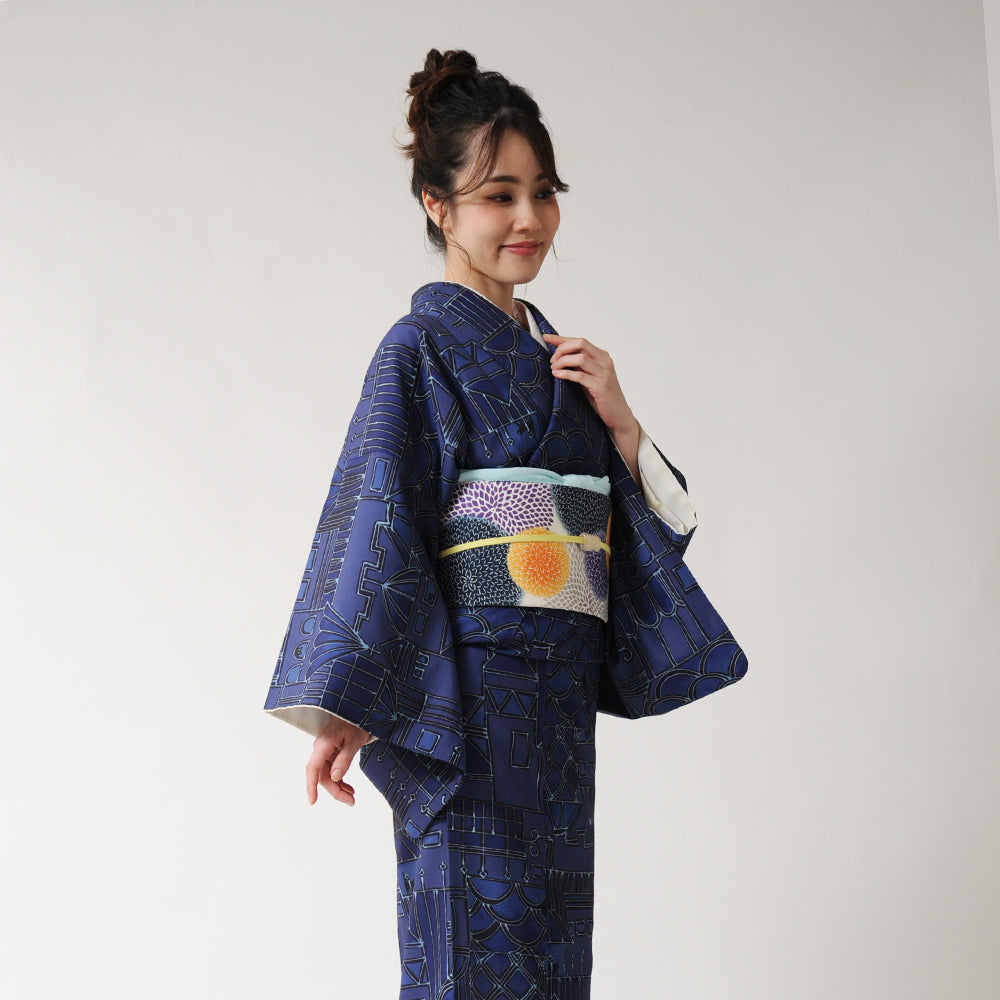 京袋帯 ドット・マム|菊の花|水玉模様|前柄アレンジ|サイズ 京袋帯 ドット・マム|菊の花|水玉模様|前柄アレンジ|サイズ
