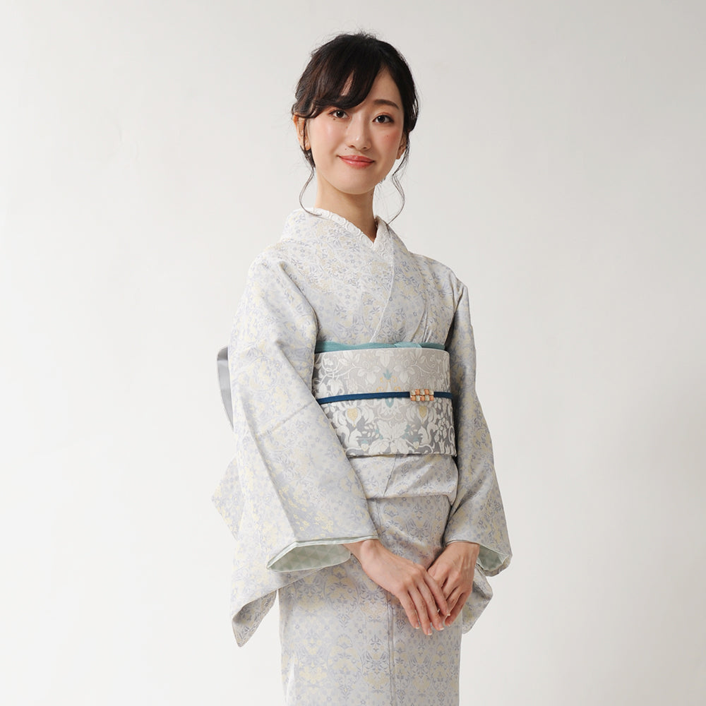 京袋帯 森の番人（白夜）｜不思議の森｜フクロウ｜リス｜前柄アレンジ｜サイズ：長さ約375cm幅約31cm｜素材：表地 絹100%裏地 絹綿混｜生産：日本