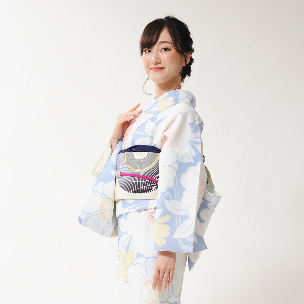 半巾帯 花舞妓（オフホワイト）｜番傘｜桜｜正絹リバーシブル｜浴衣｜夏着物｜帯｜長さ約425cm幅約16.5cm｜素材：絹100%｜生産：日本
