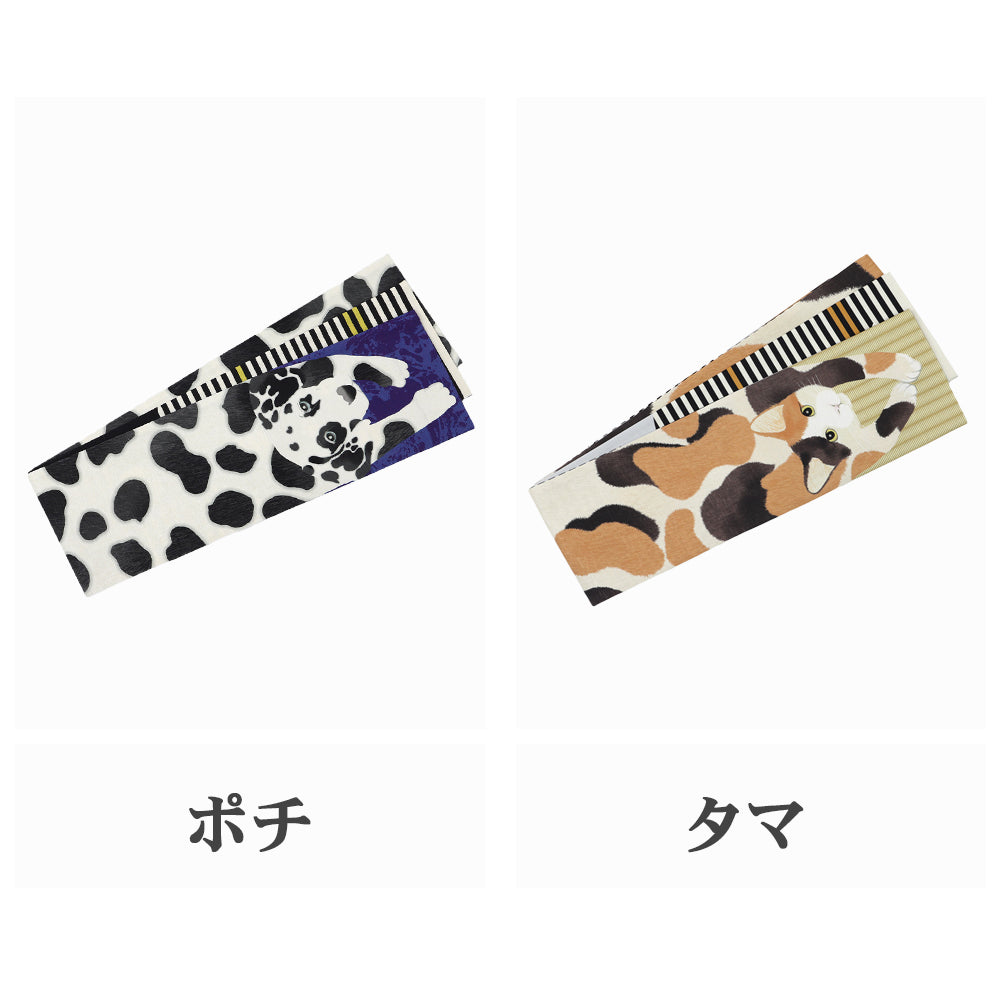 半巾帯 ごはん まだぁ？｜猫｜犬｜正絹リバーシブル｜浴衣｜夏着物｜帯｜長さ約425cm幅約16.5cm｜素材：絹100%｜生産：日本