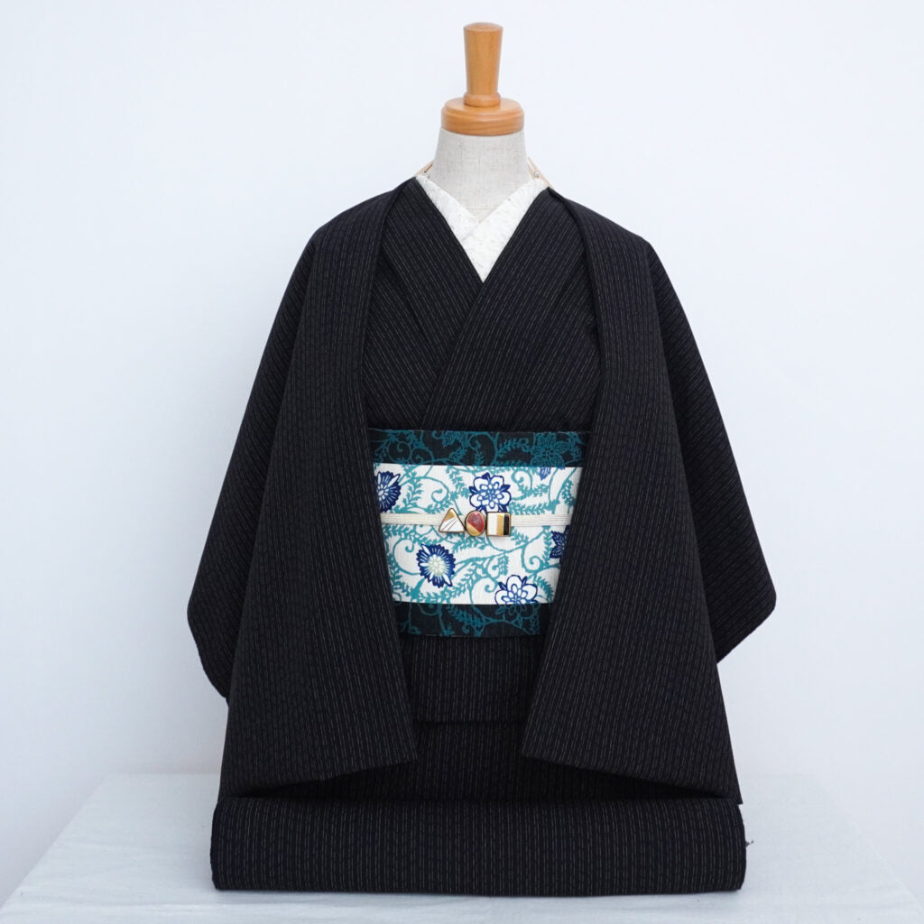 半幅帯　夏帯　麻　リバーシブル　浴衣　夏着物 genji-obi02det01.jpg