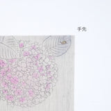 麻京袋帯 あじ彩｜紫陽花｜前柄アレンジ｜サイズ：長さ約375cm幅約31cm｜素材：表地 近江の麻100%