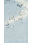 麻京袋帯 なんかようかい？（浅黄）｜百鬼夜行｜前柄アレンジ｜サイズ：長さ約375cm幅約31cm｜素材：表地 近江の麻100%