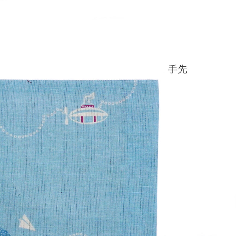 麻京袋帯 空飛ぶくじら｜前柄アレンジ｜サイズ：長さ約375cm幅約31cm｜素材：表地 近江の麻100%