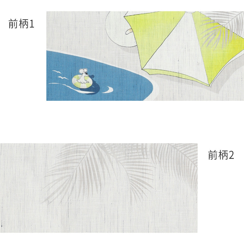 麻京袋帯 ビーチ・ボーイズ（トラ）｜猫｜前柄アレンジ｜サイズ：長さ約375cm幅約31cm｜素材：表地 近江の麻100%