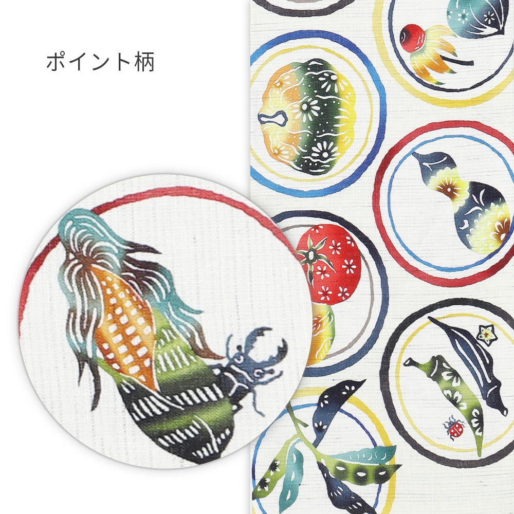 麻半巾帯 マルシェ（ベージュ）｜前柄アレンジ｜サイズ：長さ約375cm幅約31cm｜素材：表地 近江の麻100%