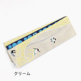 麻半巾帯 ペンギン夏遊び（クリーム）｜前柄アレンジ｜サイズ：長さ約375cm幅約31cm｜素材：表地 近江の麻100%